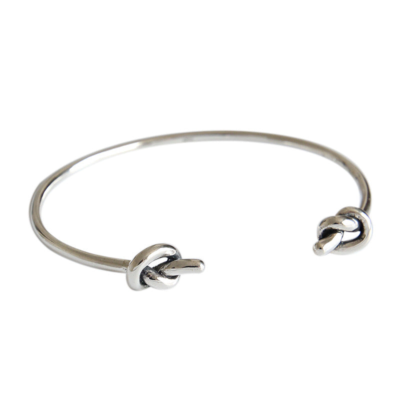 Two Knot 925 Sterling Silver Open Bangle