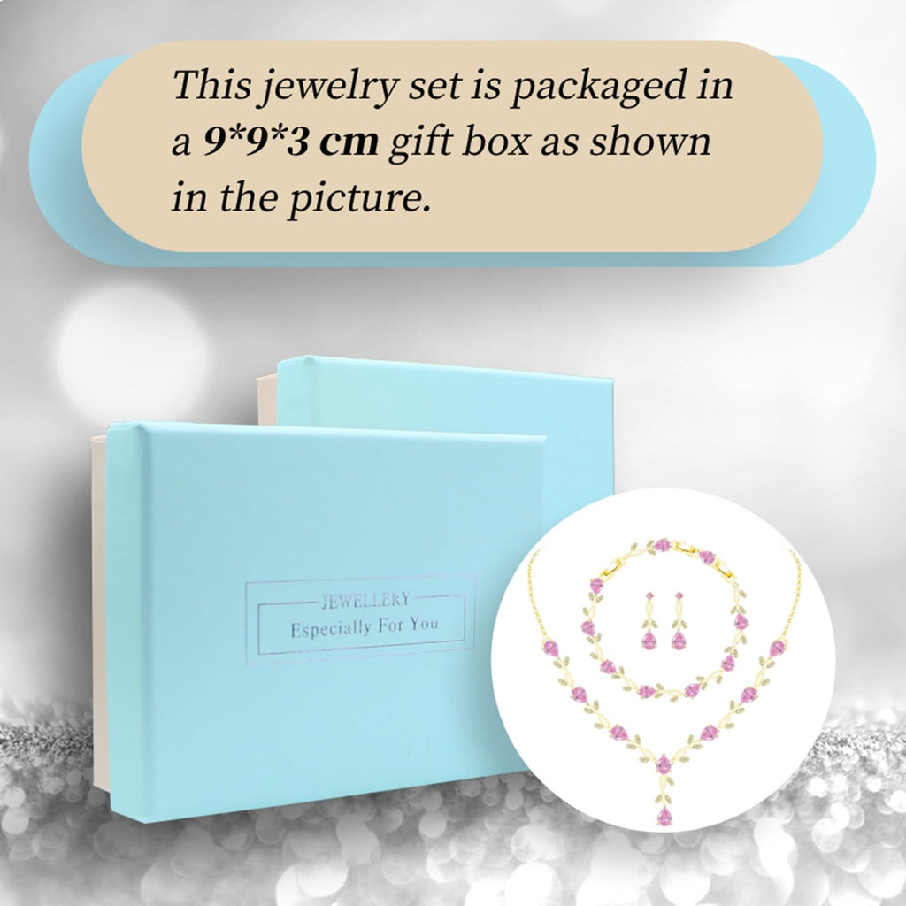 GZWHD Wedding Jewelry Sets for Bride Bridesmaid Women Cubic Zirconia Necklace Earrings Bracelet Set Gift for Mother Friend Wife Daughter Sister Party Prom Jewelry
