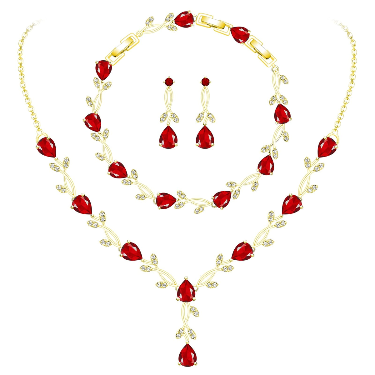 GZWHD Wedding Jewelry Sets for Bride Bridesmaid Women Cubic Zirconia Necklace Earrings Bracelet Set Gift for Mother Friend Wife Daughter Sister Party Prom Jewelry