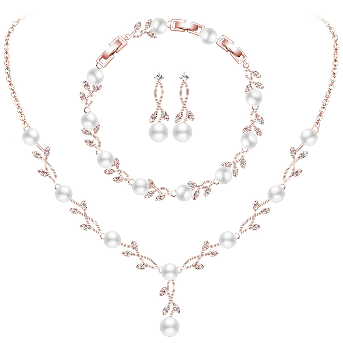 GZWHD Wedding Jewelry Sets for Bride Bridesmaid Women Cubic Zirconia Necklace Earrings Bracelet Set Gift for Mother Friend Wife Daughter Sister Party Prom Jewelry