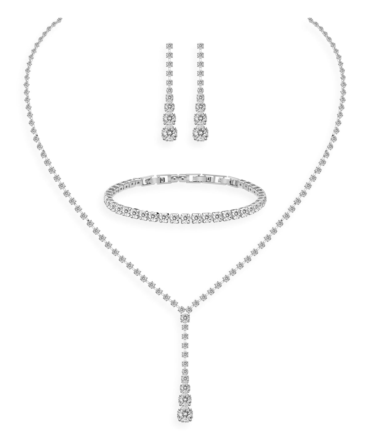 GZWHD Wedding Jewelry Sets for Bride Bridesmaid Women Cubic Zirconia Necklace Earrings Bracelet Set Gift for Mother Friend Wife Daughter Sister Party Prom Jewelry