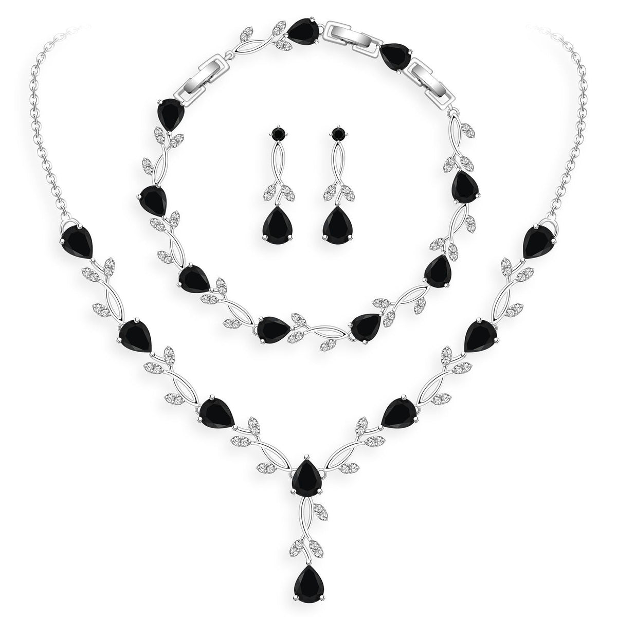 GZWHD Wedding Jewelry Sets for Bride Bridesmaid Women Cubic Zirconia Necklace Earrings Bracelet Set Gift for Mother Friend Wife Daughter Sister Party Prom Jewelry