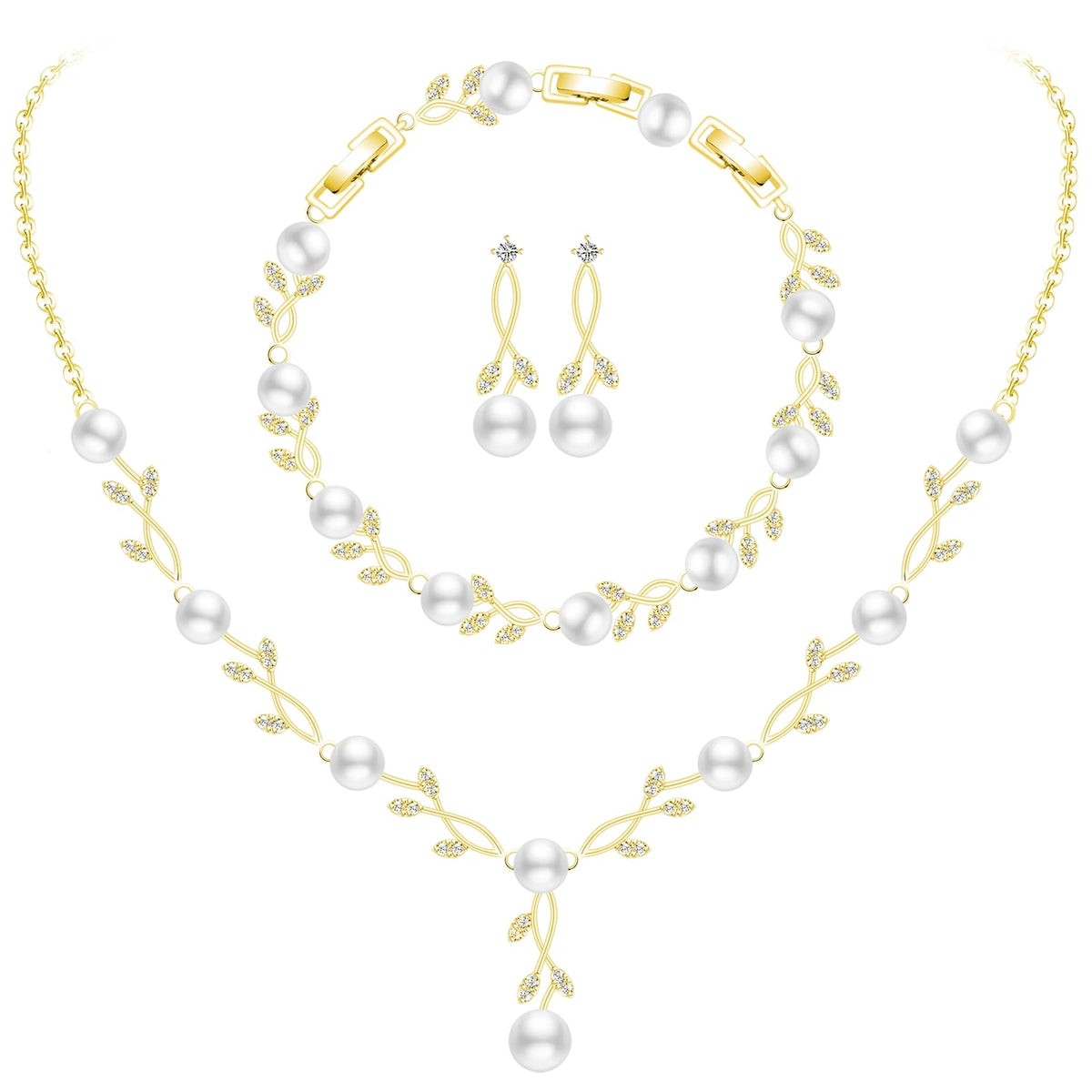GZWHD Wedding Jewelry Sets for Bride Bridesmaid Women Cubic Zirconia Necklace Earrings Bracelet Set Gift for Mother Friend Wife Daughter Sister Party Prom Jewelry