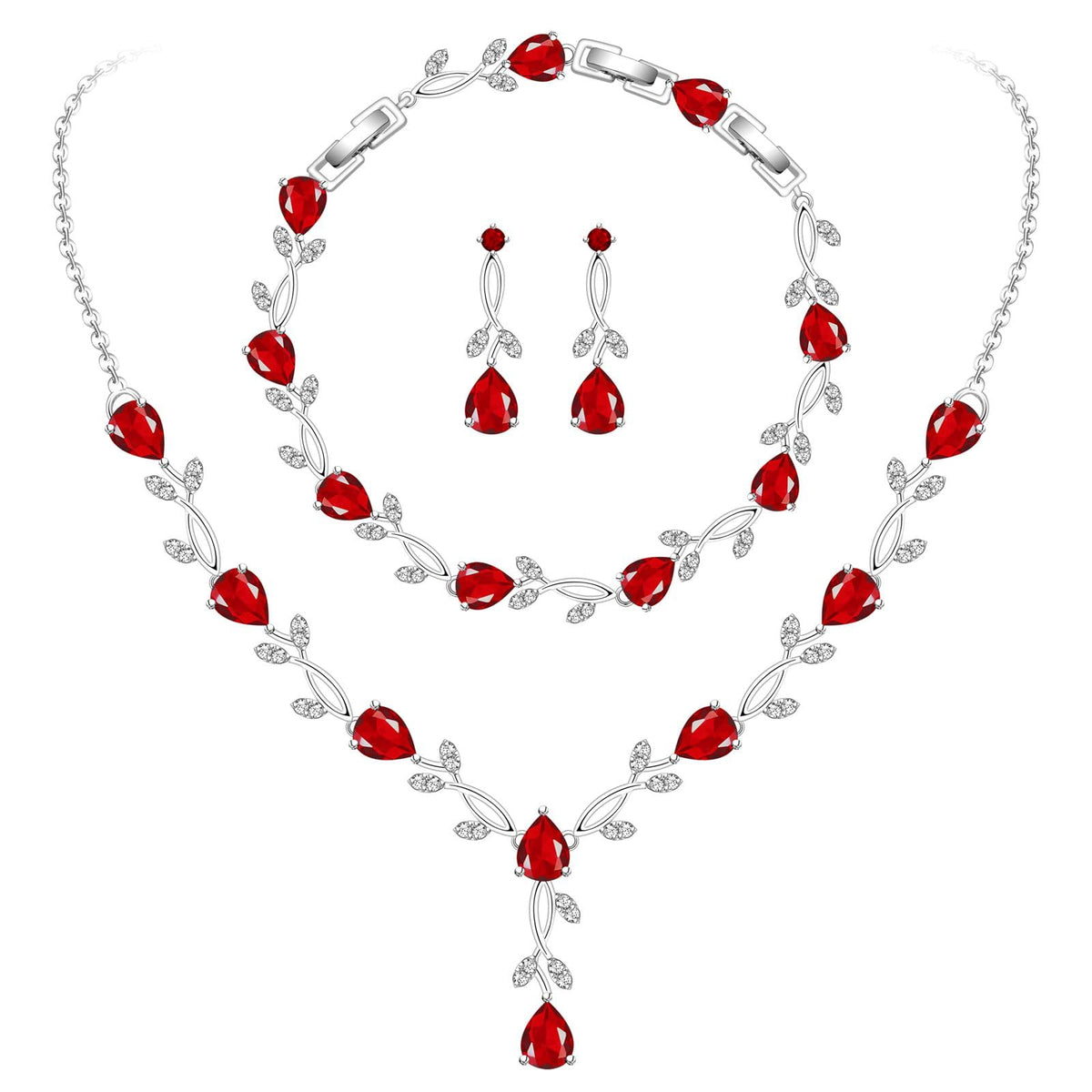 GZWHD Wedding Jewelry Sets for Bride Bridesmaid Women Cubic Zirconia Necklace Earrings Bracelet Set Gift for Mother Friend Wife Daughter Sister Party Prom Jewelry