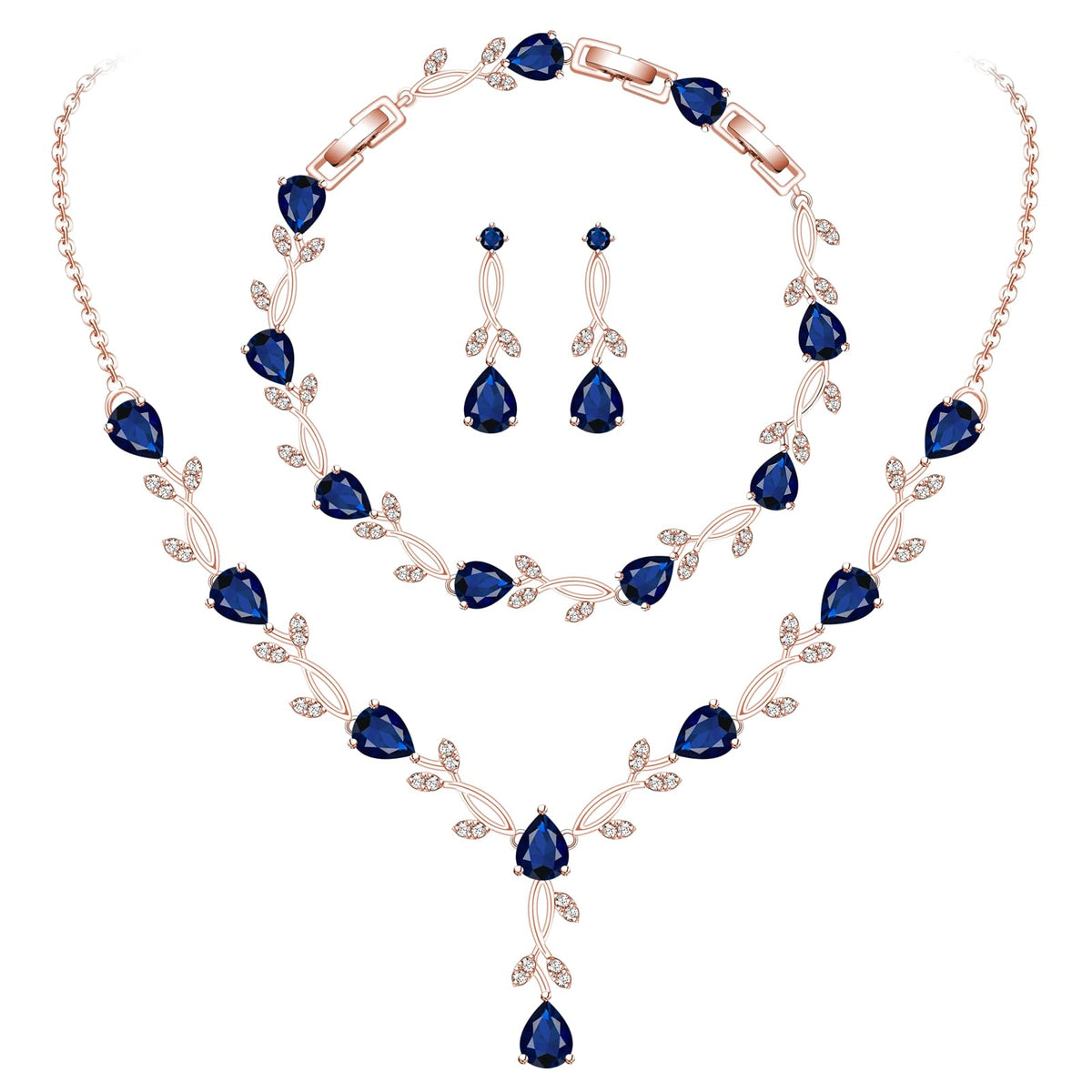 GZWHD Wedding Jewelry Sets for Bride Bridesmaid Women Cubic Zirconia Necklace Earrings Bracelet Set Gift for Mother Friend Wife Daughter Sister Party Prom Jewelry