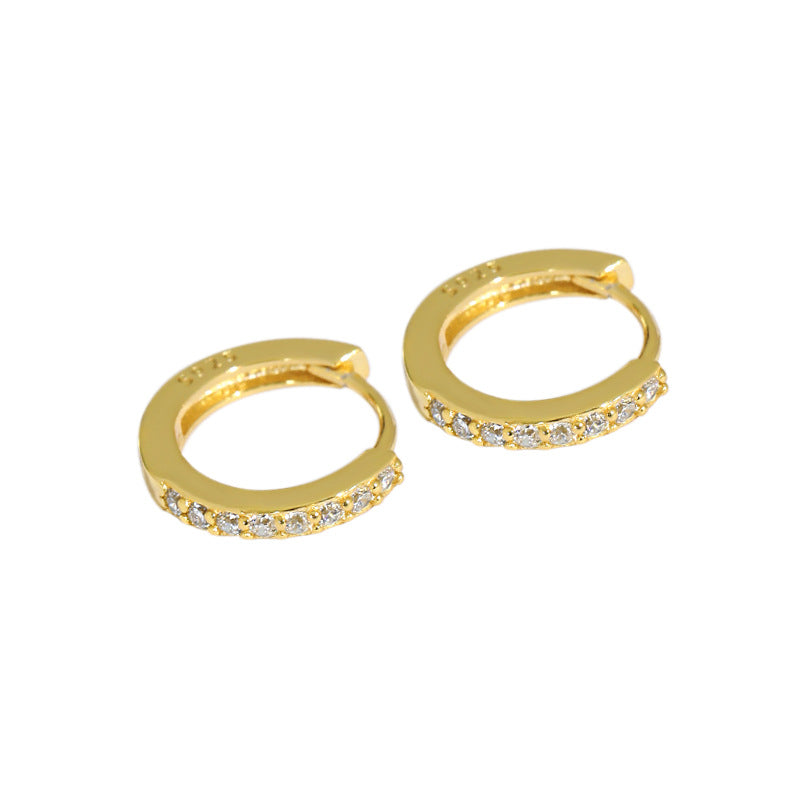 Mini hoops CZ Circle 925 Sterling Silver Huggie Hoop Earrings