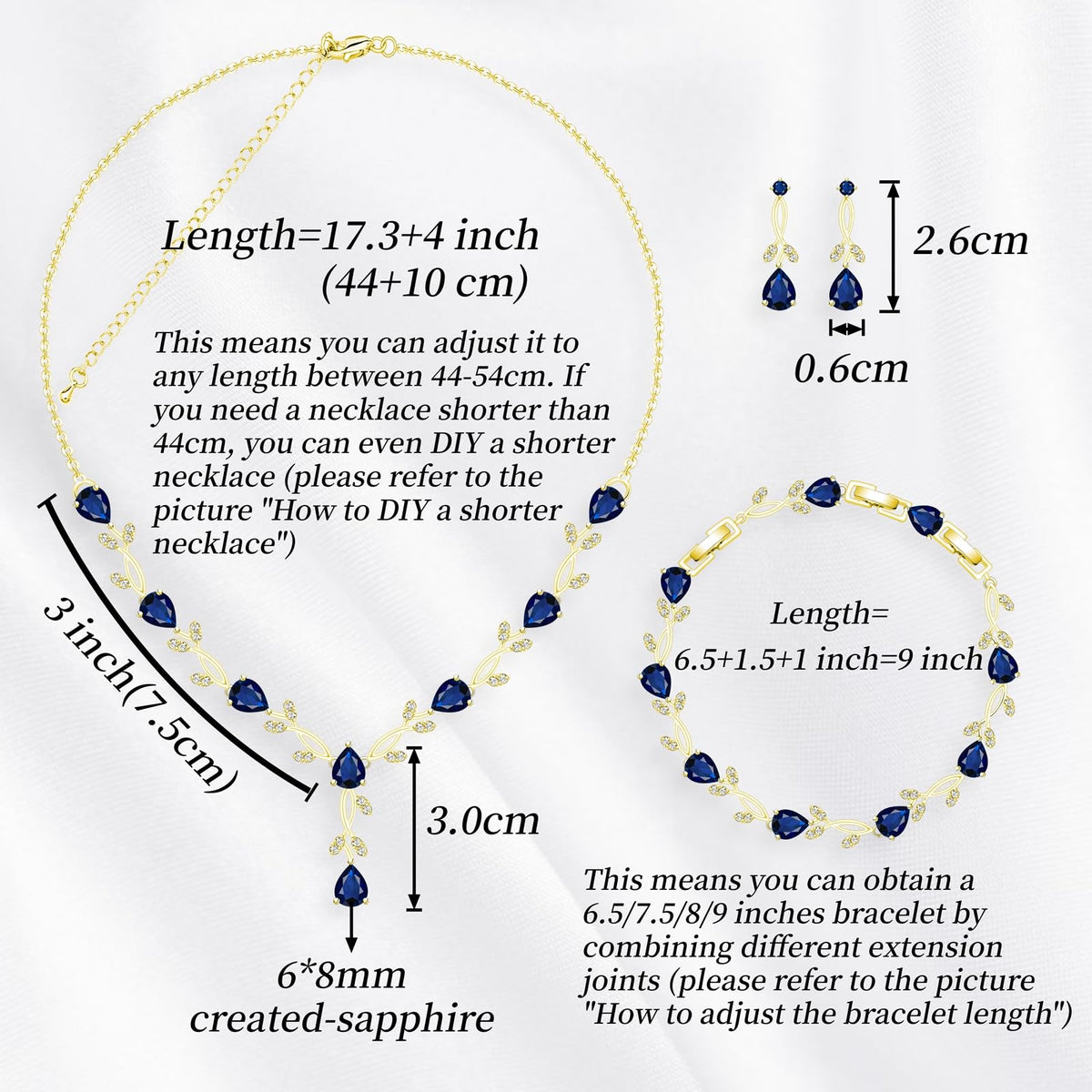 GZWHD Wedding Jewelry Sets for Bride Bridesmaid Women Cubic Zirconia Necklace Earrings Bracelet Set Gift for Mother Friend Wife Daughter Sister Party Prom Jewelry