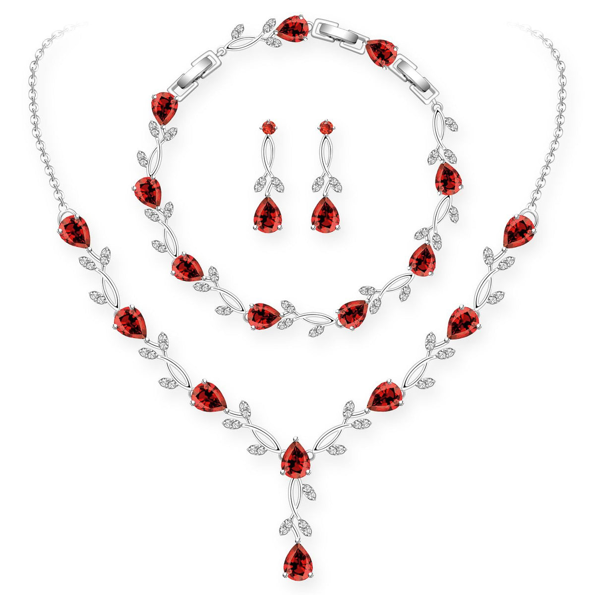 GZWHD Wedding Jewelry Sets for Bride Bridesmaid Women Cubic Zirconia Necklace Earrings Bracelet Set Gift for Mother Friend Wife Daughter Sister Party Prom Jewelry