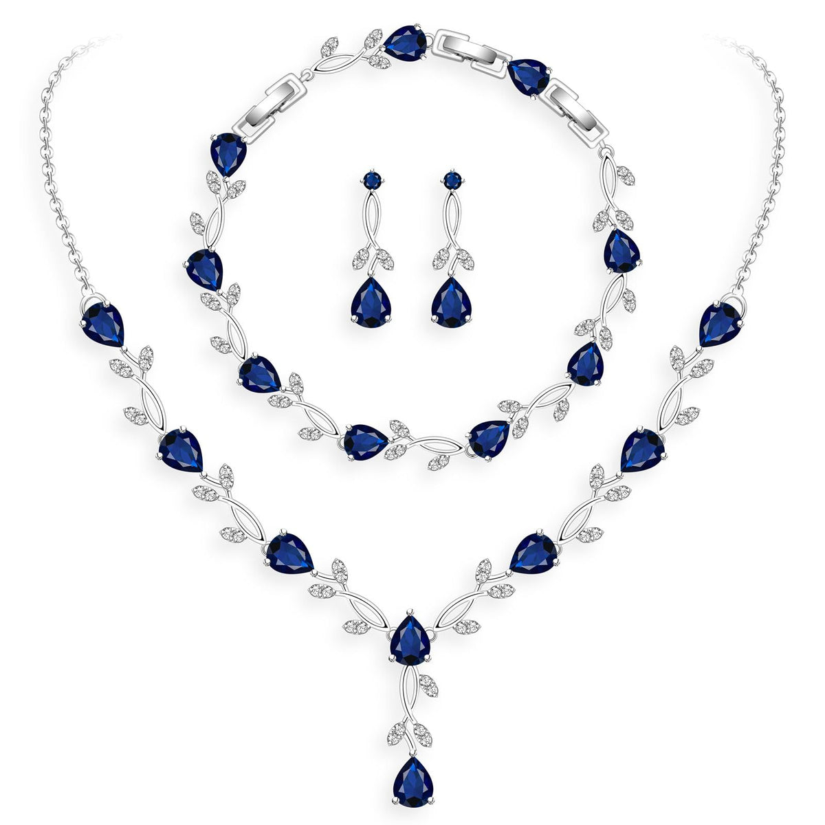 GZWHD Wedding Jewelry Sets for Bride Bridesmaid Women Cubic Zirconia Necklace Earrings Bracelet Set Gift for Mother Friend Wife Daughter Sister Party Prom Jewelry