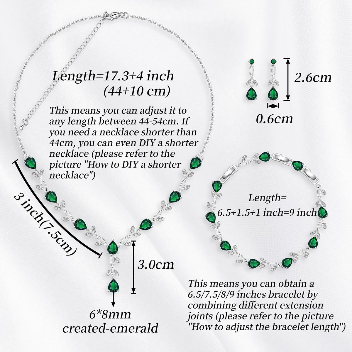GZWHD Wedding Jewelry Sets for Bride Bridesmaid Women Cubic Zirconia Necklace Earrings Bracelet Set Gift for Mother Friend Wife Daughter Sister Party Prom Jewelry