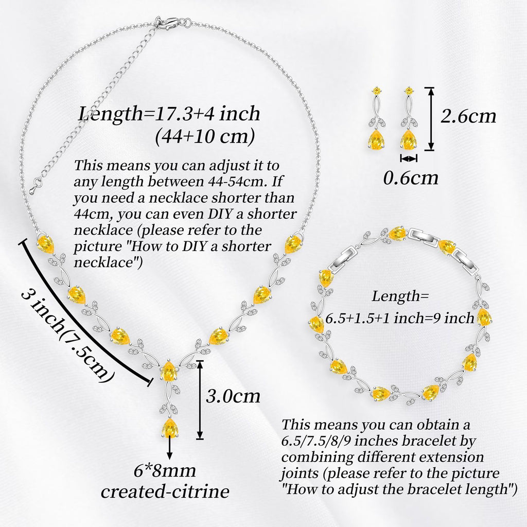 GZWHD Wedding Jewelry Sets for Bride Bridesmaid Women Cubic Zirconia Necklace Earrings Bracelet Set Gift for Mother Friend Wife Daughter Sister Party Prom Jewelry
