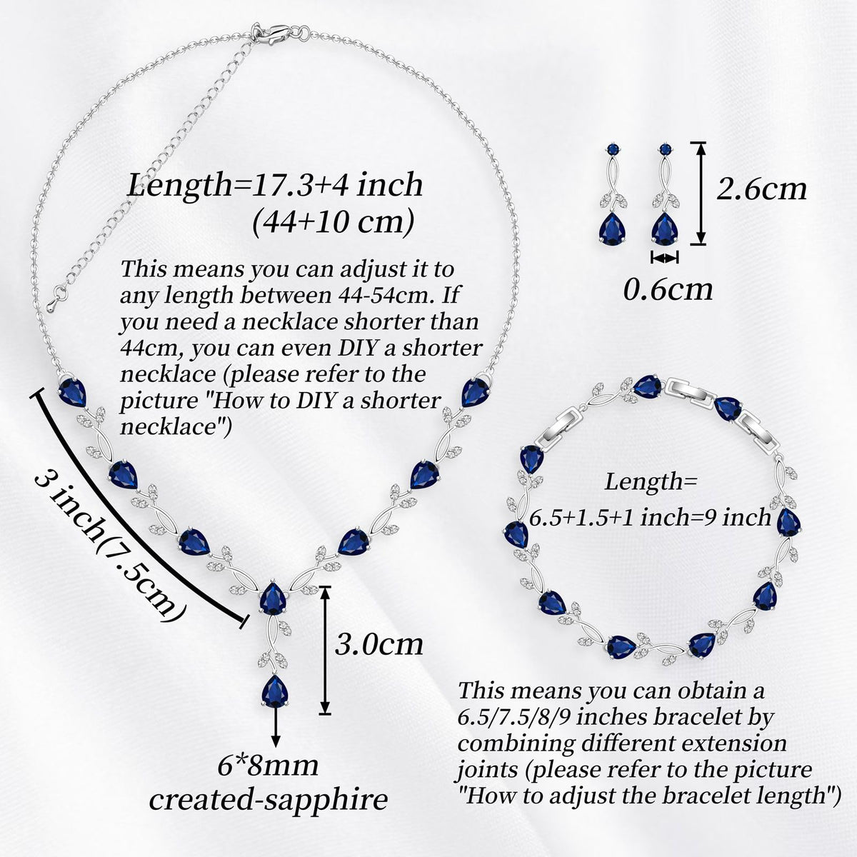 GZWHD Wedding Jewelry Sets for Bride Bridesmaid Women Cubic Zirconia Necklace Earrings Bracelet Set Gift for Mother Friend Wife Daughter Sister Party Prom Jewelry
