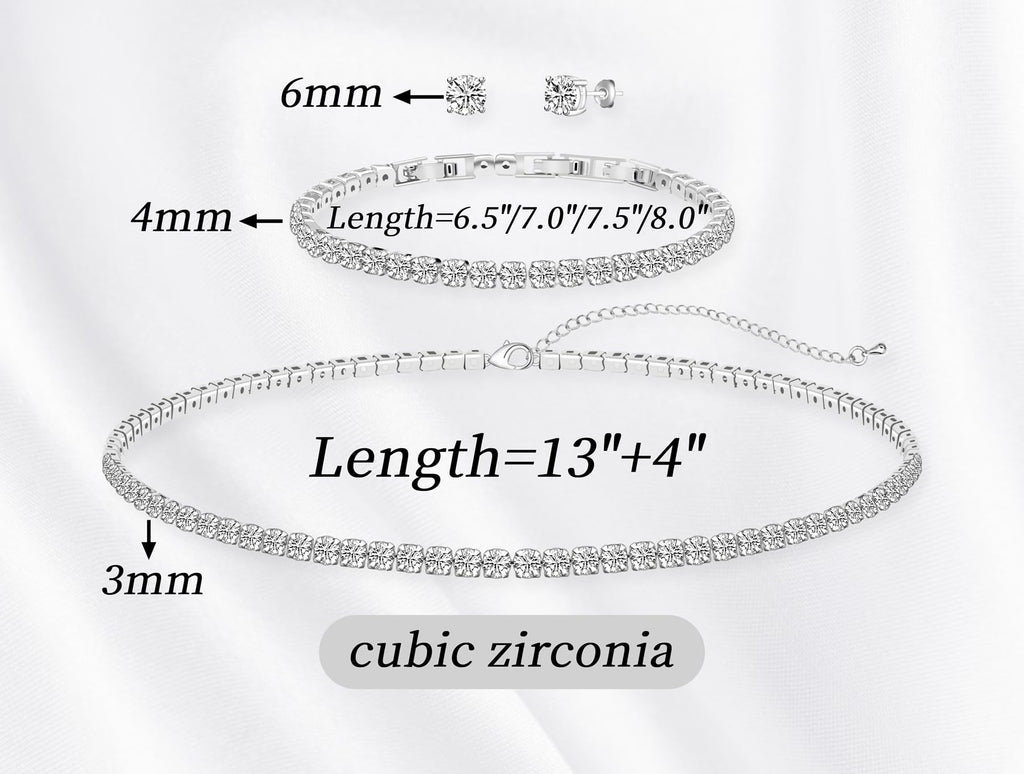 GZWHD Wedding Jewelry Sets for Bride Bridesmaid Women Cubic Zirconia Necklace Earrings Bracelet Set Gift for Mother Friend Wife Daughter Sister Party Prom Jewelry