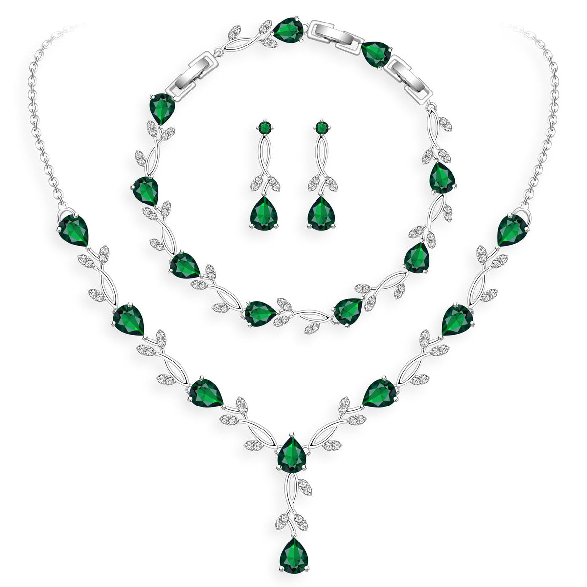 GZWHD Wedding Jewelry Sets for Bride Bridesmaid Women Cubic Zirconia Necklace Earrings Bracelet Set Gift for Mother Friend Wife Daughter Sister Party Prom Jewelry