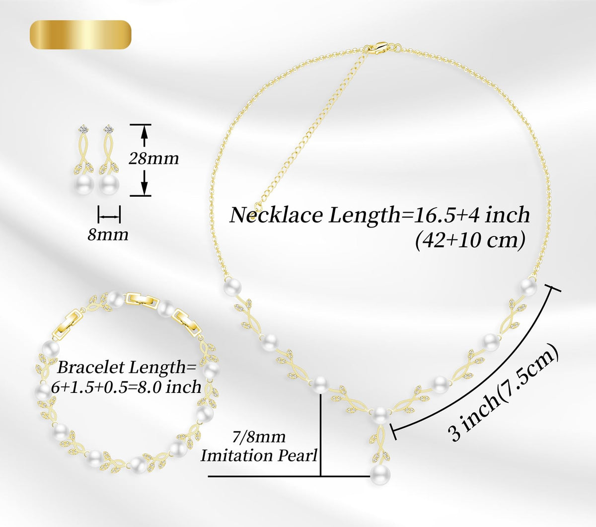 GZWHD Wedding Jewelry Sets for Bride Bridesmaid Women Cubic Zirconia Necklace Earrings Bracelet Set Gift for Mother Friend Wife Daughter Sister Party Prom Jewelry