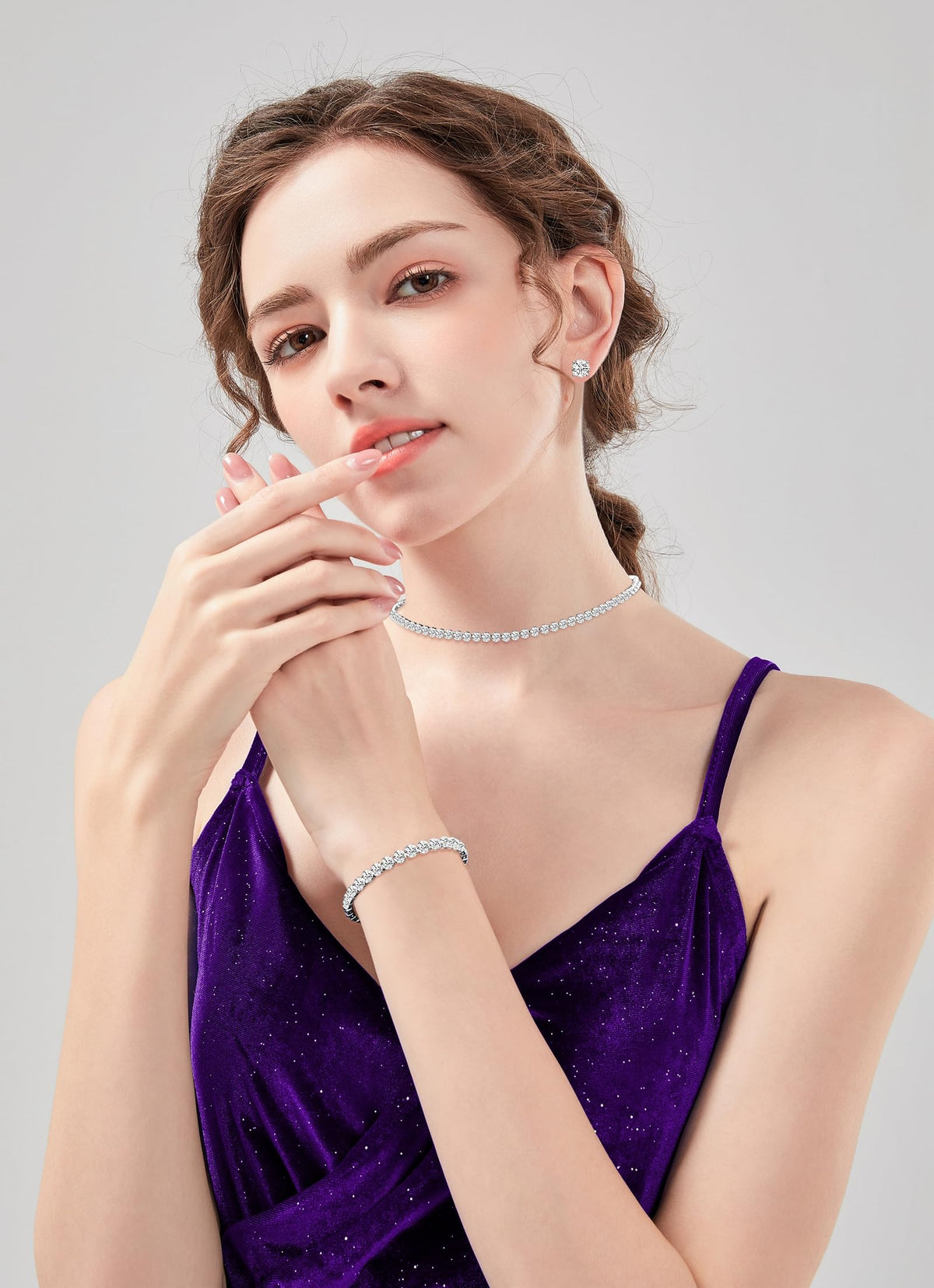GZWHD Wedding Jewelry Sets for Bride Bridesmaid Women Cubic Zirconia Necklace Earrings Bracelet Set Gift for Mother Friend Wife Daughter Sister Party Prom Jewelry