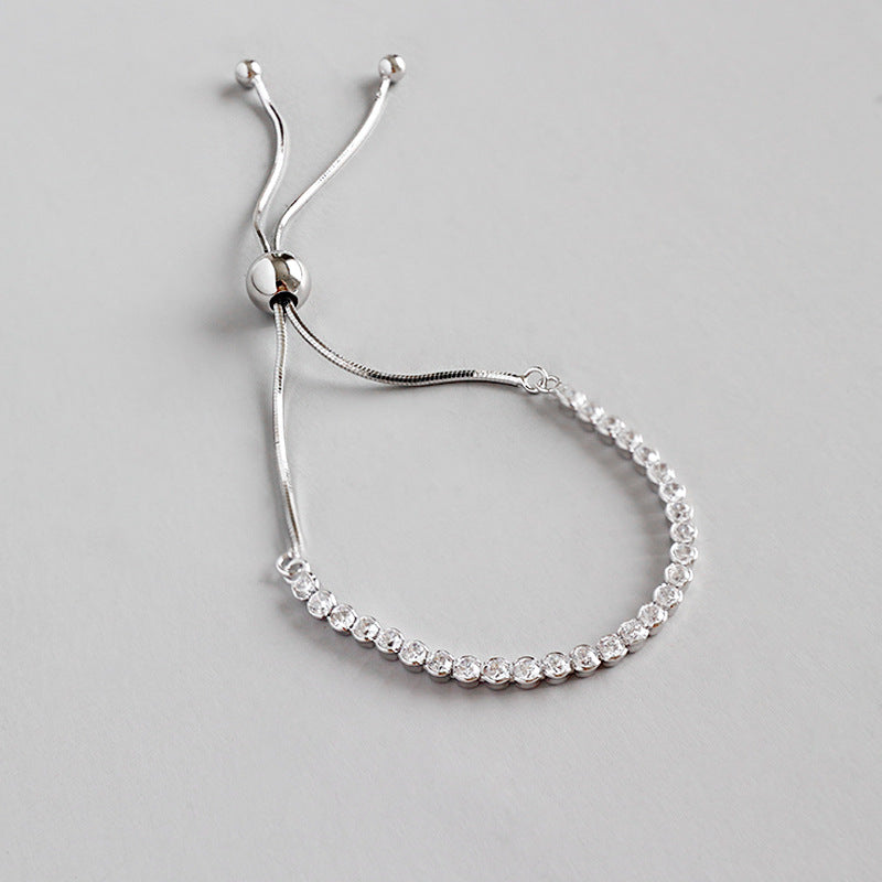 Sterling Silver Adjustable Bracelet with CZ Beads