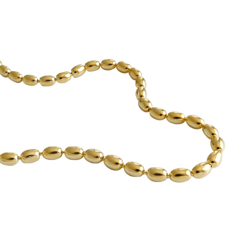Oval Beads 925 Sterling Silver Choker Necklace
