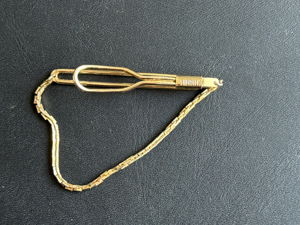 Vintage Swank Tie Clip with Box Chain
