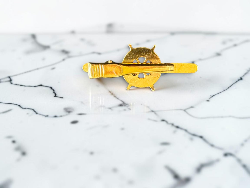Vintage Damascene Style Ship's Wheel Tie Clip