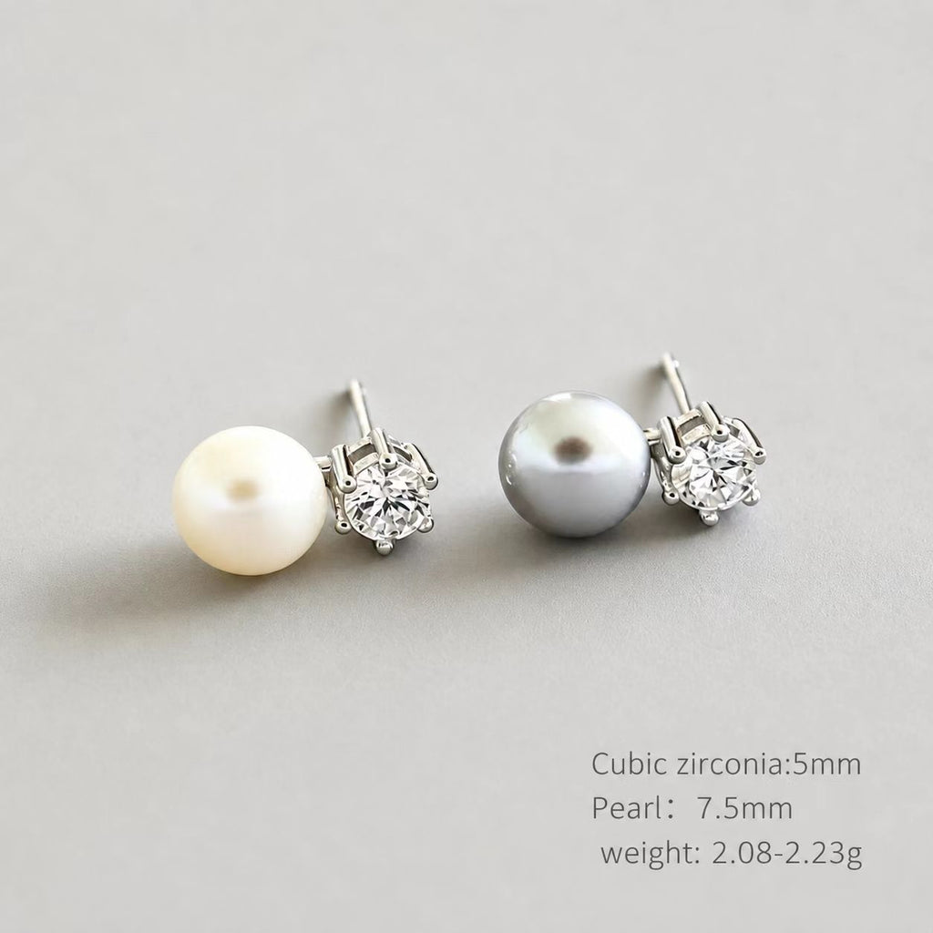 Women Elegant Natural Pearl 925 Sterling Silver Earring