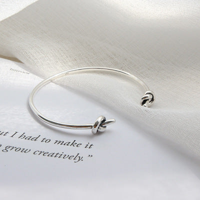Two Knot 925 Sterling Silver Open Bangle