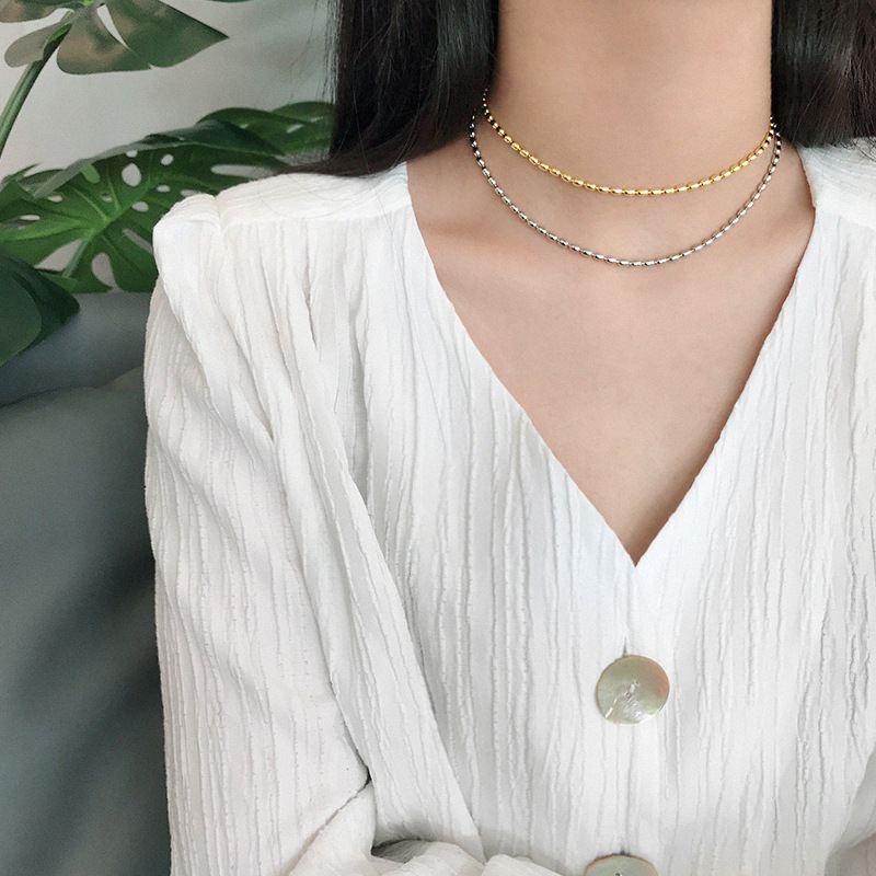 Oval Beads 925 Sterling Silver Choker Necklace