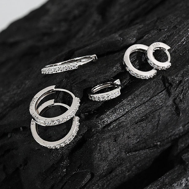 Mini hoops CZ Circle 925 Sterling Silver Huggie Hoop Earrings